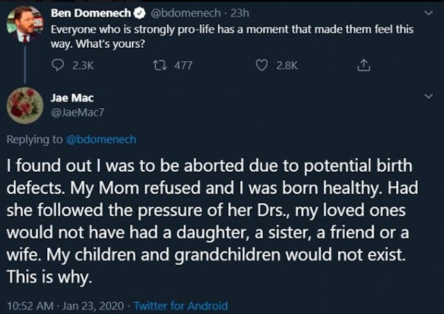 The Federalist publisher asked Twitter users why they’re pro-life — the answers were amazing image