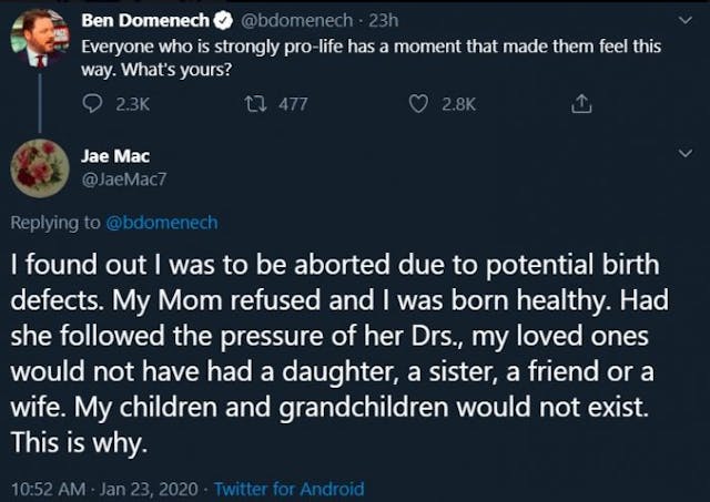 The Federalist publisher asked Twitter users why they’re pro-life — the answers were amazing image
