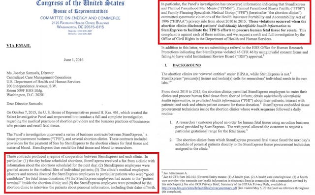 Image: Planned Parenthood HIPPA violations shows abortion patient info to Stem Express