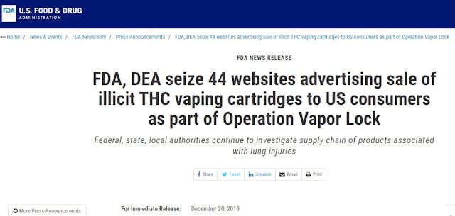 FDA to shut down websites selling illegal vaping Image: FDA to shut down websites selling illegal vaping