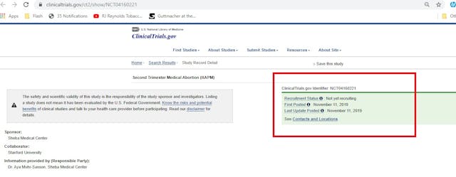 Image: STanford Clinical Trial on abortion pills for second trimester