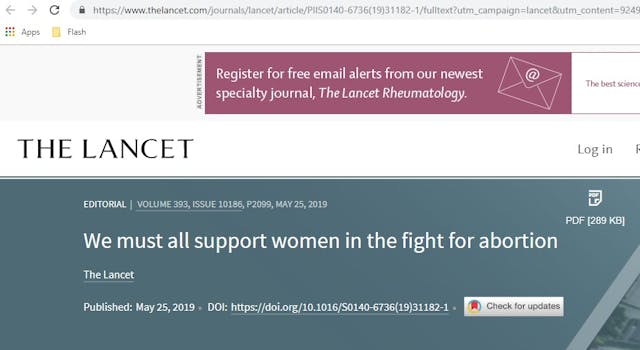 Image: Lancet editorial supports abortion