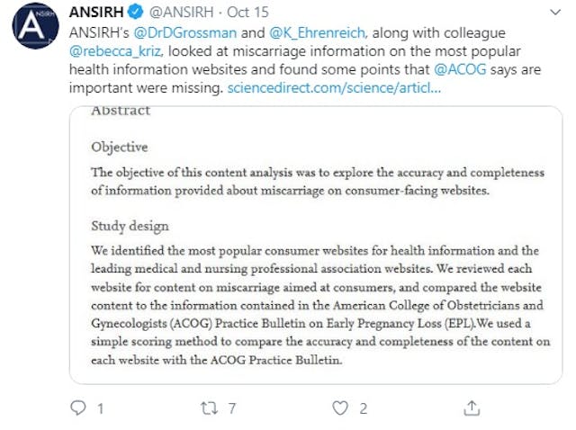 ANSIRH abortion group publishes study on miscarriage (Image: Twitter) Image: ANSIRH abortion group publishes study on miscarriage (Image: Twitter)