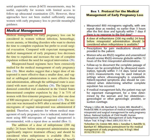 Image: ACOG practice bulletin on pregnancy loss recommends using abortion pill