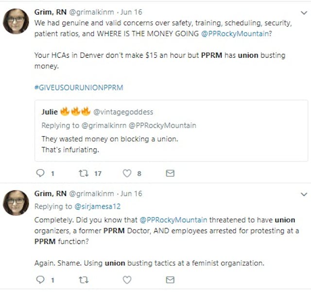 Image: Planned Parenthood staffers on unionizing (Image Twitter)