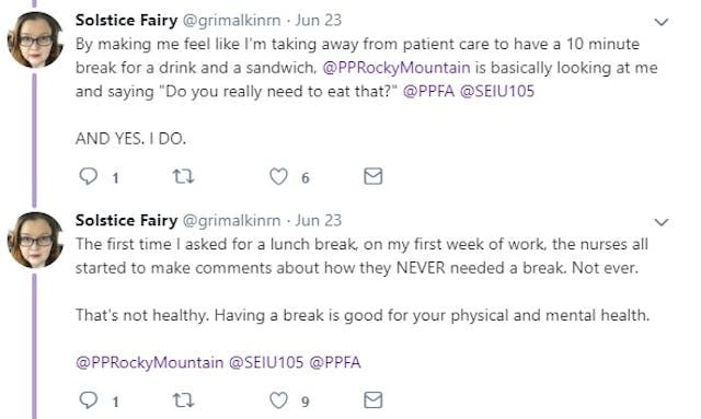Image: Planned Parenthood of Rocky Mountains staffer complains she doesn't get lunch breaks (Image: Twitter)