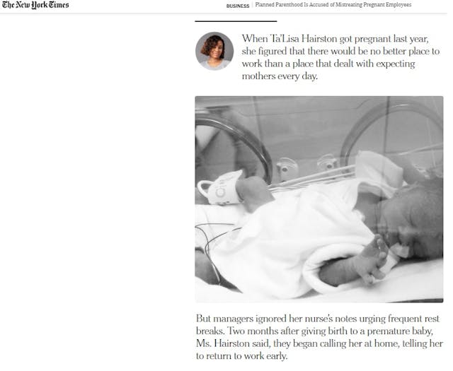 Screen from New York Times article on Planned Parenthood Image: Screen from New York Times article on Planned Parenthood