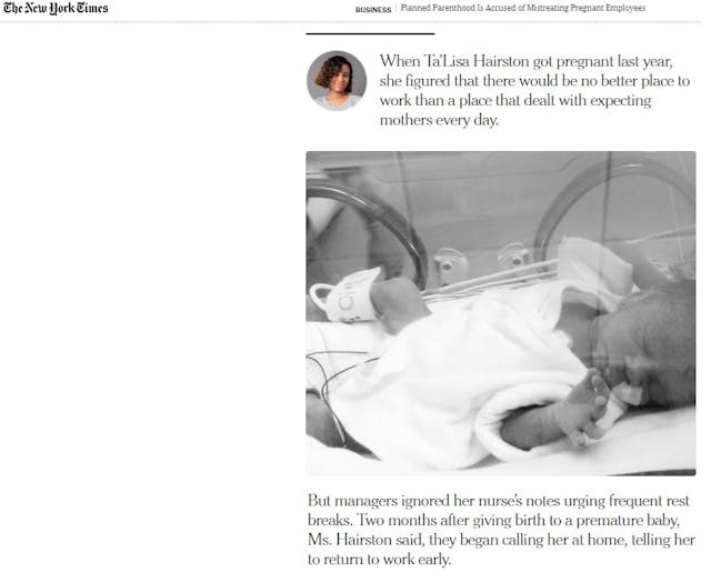 Image: Screen from New York Times article on Planned Parenthood