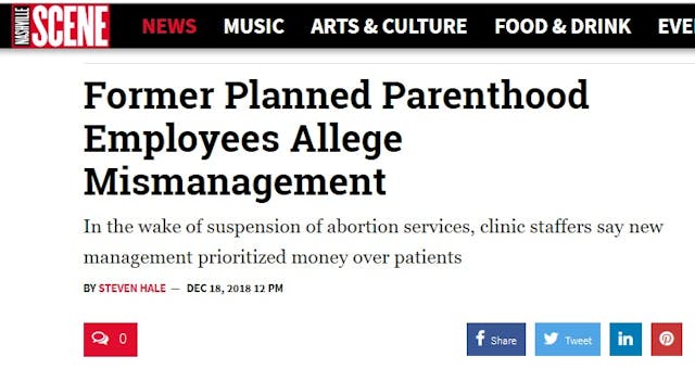 Planned Parenthood staffers in TN allege mismanagement (Image: NashvilleScene.com) Image: Planned Parenthood staffers in TN allege mismanagement (Image: NashvilleScene.com)