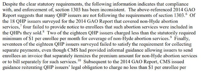 GAO found areas where QHPs were not abiding by abortion statute under ACA (Image:Oct 2017 CMS bulletin) Image: GAO found areas where QHPs were not abiding by abortion statute under ACA (Image :Oct 2017 CMS bulletin)