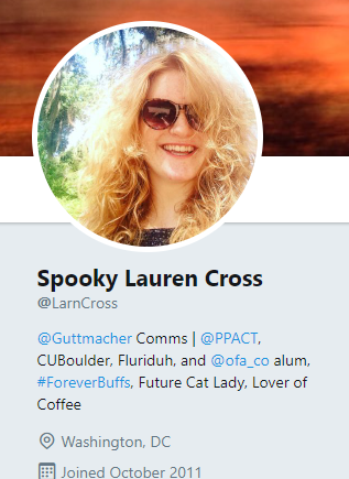 Lauren Cross, Guttmacher Communications, former Planned Parenthood staffer