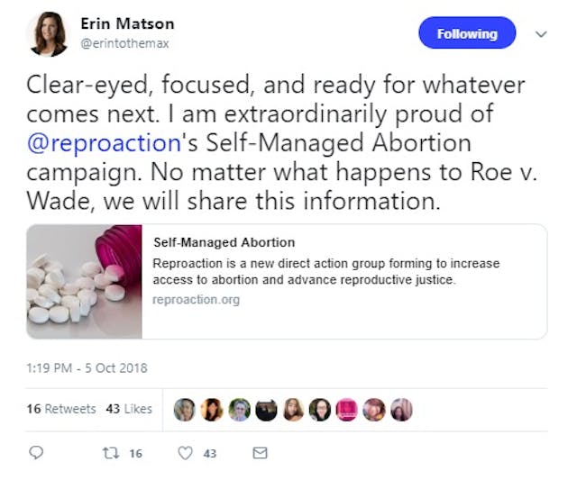 Erin Matson on self managed abortion (Image: Twitter) Image: Erin Matson on self managed abortion (Image: Twitter)