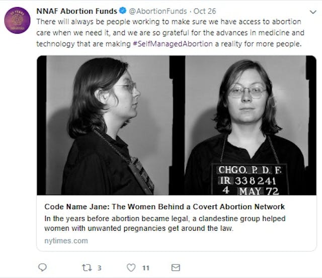 Image: NNAF on self managed abortions (Image: Twitter)