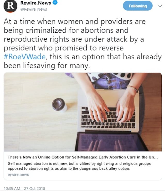 Rewire News on self managed abortion Image: Rewire News on self managed abortion