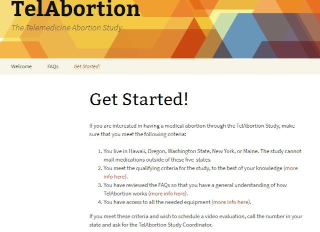 Telabortion website Image: Telebortion website