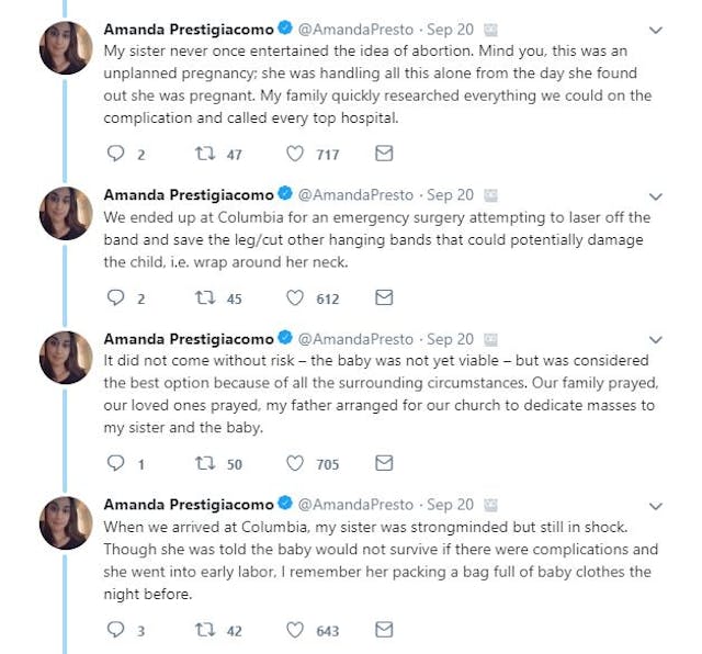 Prestigiacomo tells the story of how her sister refused abortion. Prestigiacomo tells the story of how her sister refused abortion.