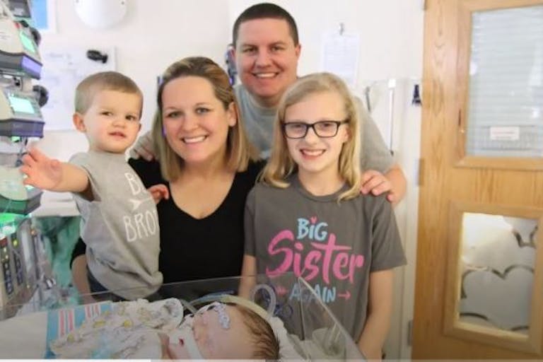 Palmer family with Jack who received a heart and lung tranpslant after being born with half a heart