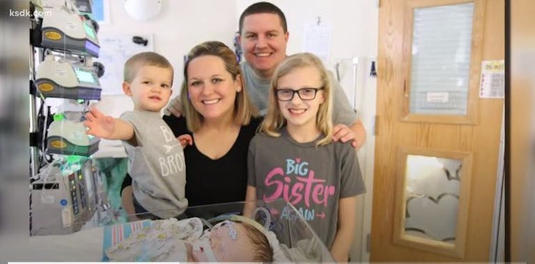Palmer family with Jack who received a heart and lung tranpslant after being born with half a heart