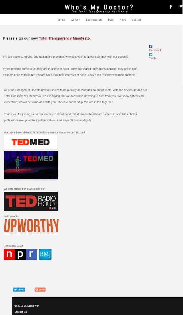 Who’s My Doctor Manifesto, from Leana Wen, 2018 Planned Parenthood president Image: WhoseMyDoctor Manifesto, from Leana Wen, 2018 Planned Parenthood president