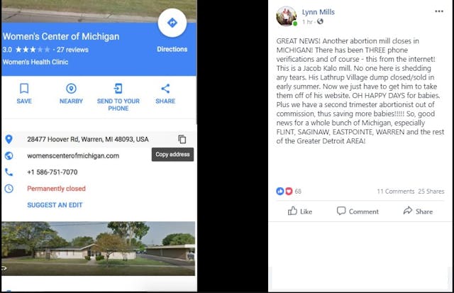 Image: Lynn Mills Michigan abortion facility closed (Image credit: Facebook)
