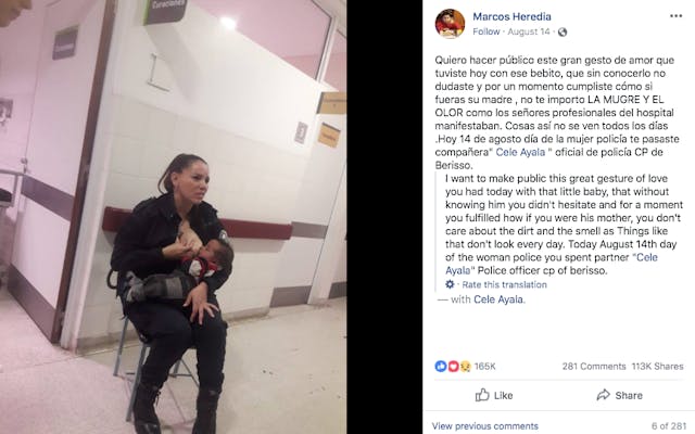 Photo via Facebook police officer breastfeeds baby
