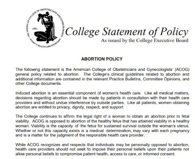 ACOG 2014 abortion position pro-abortion