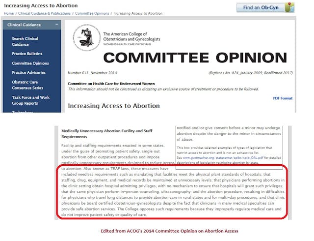 ACOG 2014 Committee Opinion on Access to abortion Image: ACOG 2014 Committee Opinion on Access to abortion
