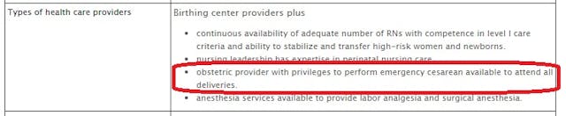 Image: ACOG level one Birthing Center provider plus