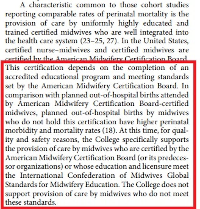 ACOG on the use of midwives for hoe birth Image: ACOG on the use of midwives for hoe birth