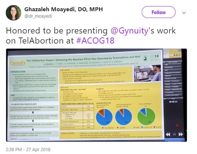 Image: Telebortion presented at ACOG meetings (Image credit: Twitter)