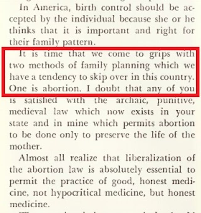 Guttmacher calls abortion family planning 1969 Image: Guttmacher speech