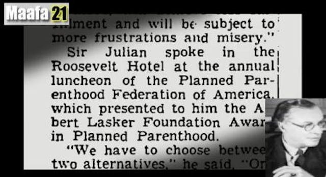 Julian HUxley spoke to Planned Parenthood