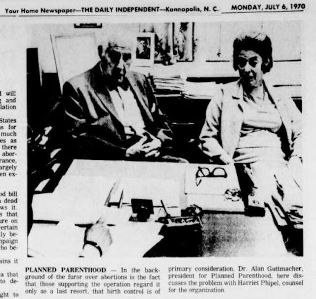 Harriet Pilpel and Alan Guttmacher Planned Parenthood, Harriet Pilpel