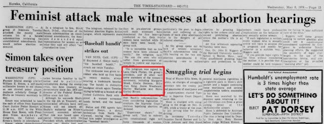 Cosmopolitan editor Helen Gurley Brown joins NARAL to protect abortion 1974 Copy of Article
