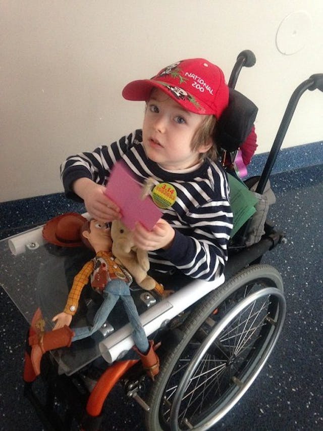 Kyle, who was born with spina bifida after his parents refused abortion, could recite the first 26 digits of Pi. Photo courtesy of the Wells family chose life