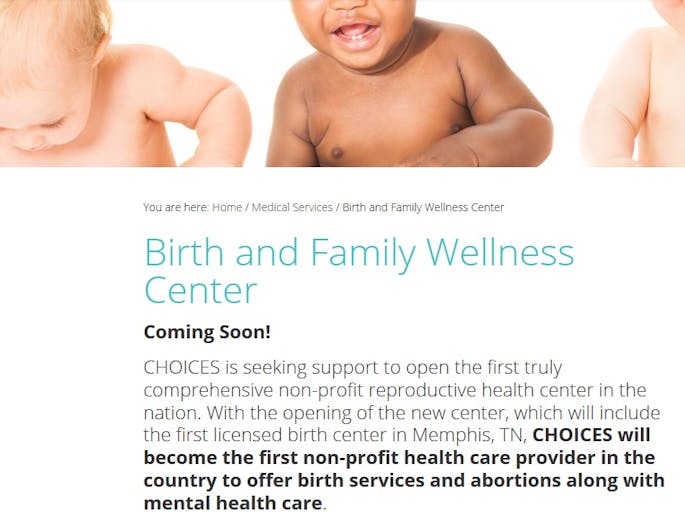 Choices abortion clinic birth center announcement