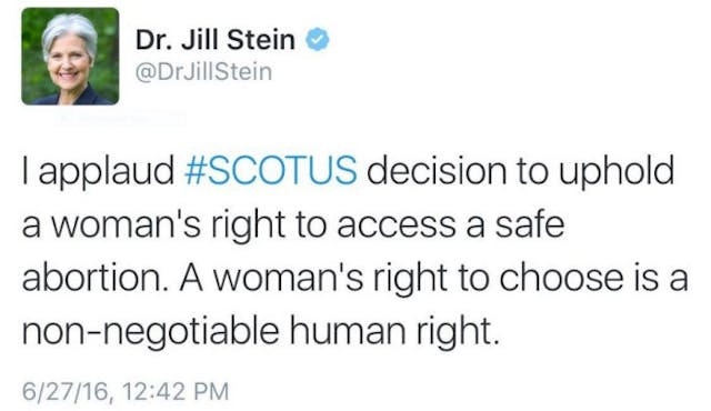 Jill Stein abortion tweet