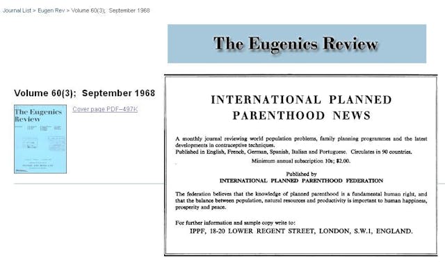 1968 advertisement by Planned Parenthood in the Eugenics Review