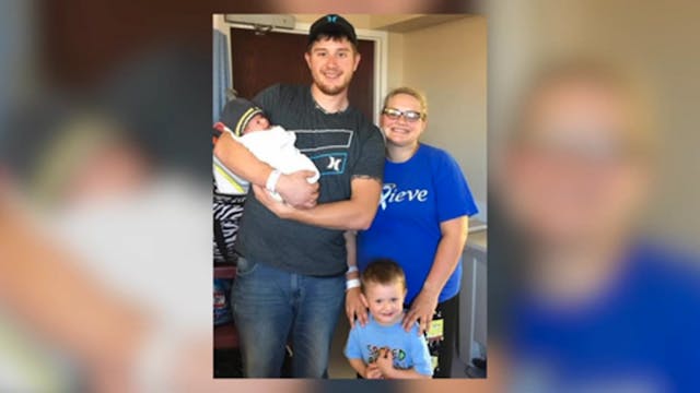 Screenshot of the Yoder family from Boston Children’s Hospital video. Screenshot of the Yoder family from Boston Children's Hospital video.