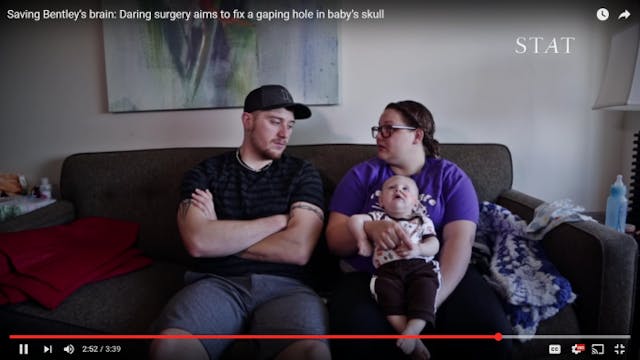 Screenshot of Bentley with his parents after surgery. Screenshot of Bentley with his parents after surgery.