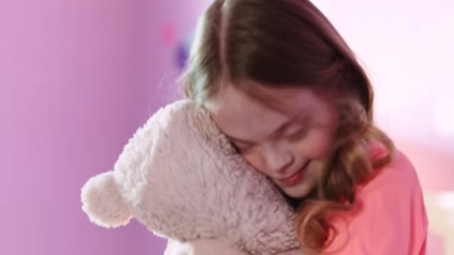 Lily says when she is frustrated she cuddles her dad or her teddy bear.