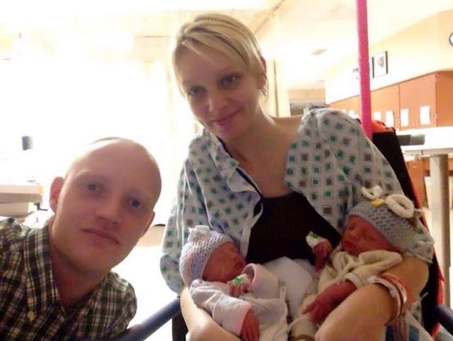 Mindy and Gabe with twins Harper and Benji.