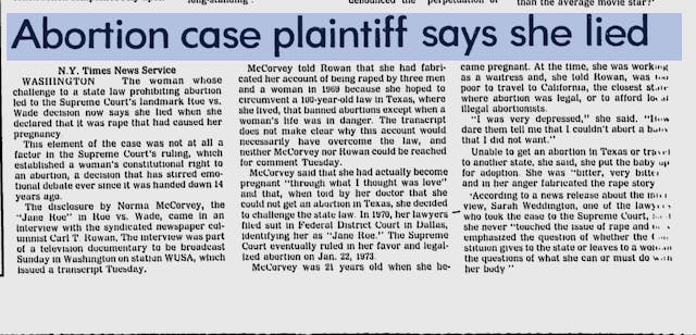 Abortion rape lie Roe
