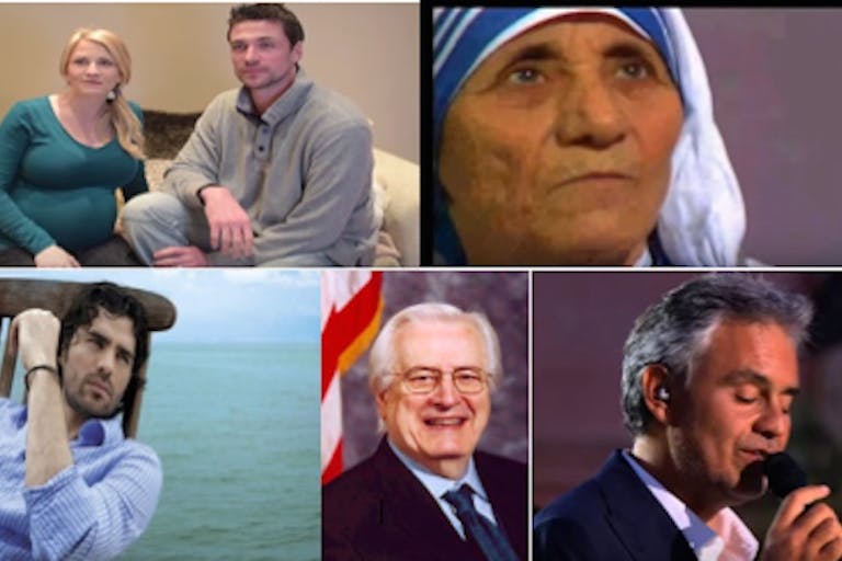 Jamie Moore Halsey, Andrea Boccelli, Henry Hyde, EduardoVerastegui, Mother Teresa
