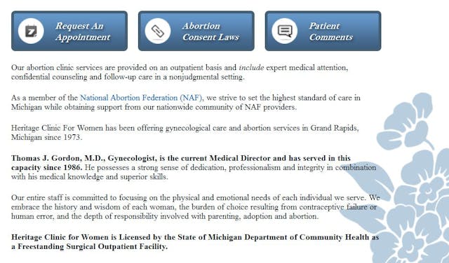 Heritage clinic for women Gordon abortion