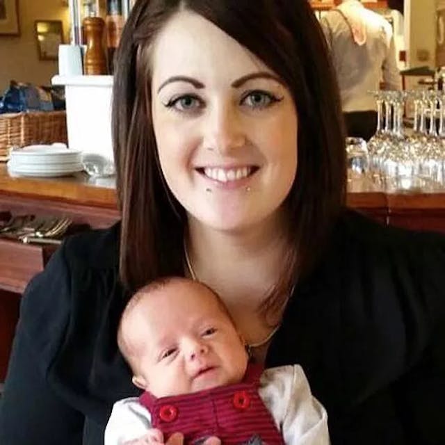 Emily Caines, who released a picture of baby being born at 24 weeks to highlight problems with the 24-week abortion limit says her broken heart has been fixed by the professor who enabled her to give birth to a healthy baby boy, Lenny (pictured)