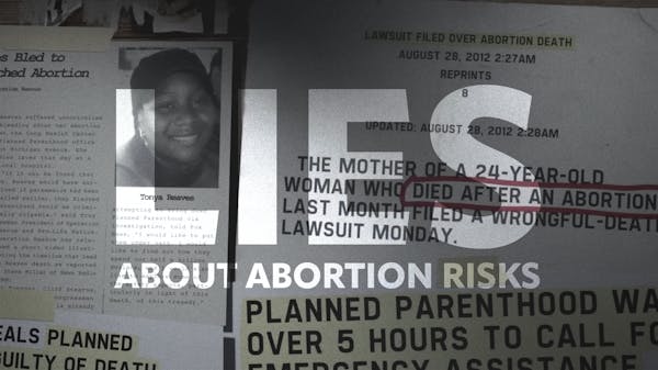 "Lies About Abortion Risks" on top of a newspaper