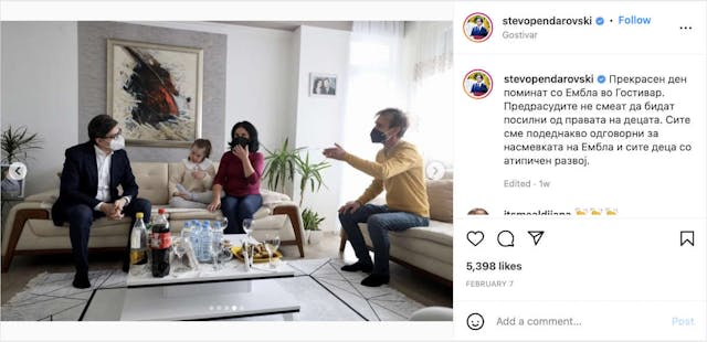 North Macedonian president walks girl with Down syndrome to school after she was bullied image