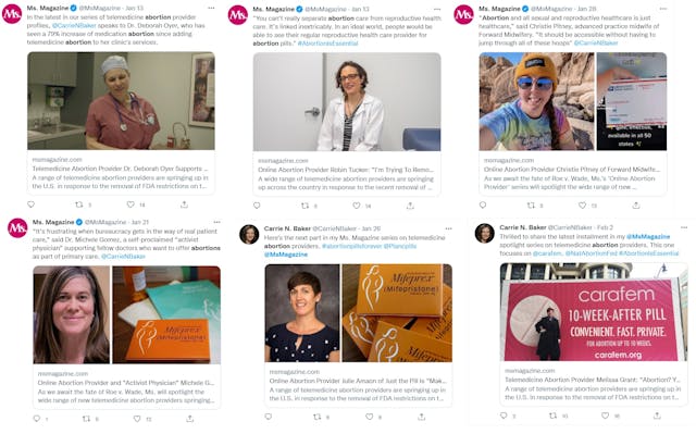 Ms. Magazine online abortion pill provider series (Images: Twitter) Image: Ms. Magazine online abortion pill provider series (Images: Twitter)
