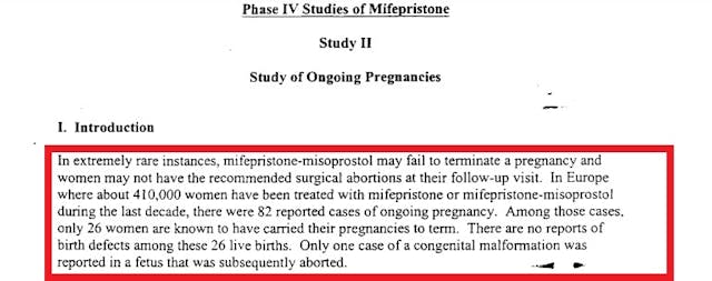 Image: FDA Phase 1V few birth defects in ongoing pregnancies: FDA Abortion Pill Study